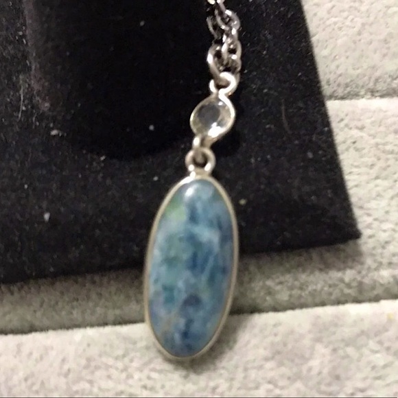 New Sterling Silver Mermaid Kyanite Short Necklace Pendant Topaz Accent Crystal - Picture 10 of 13
